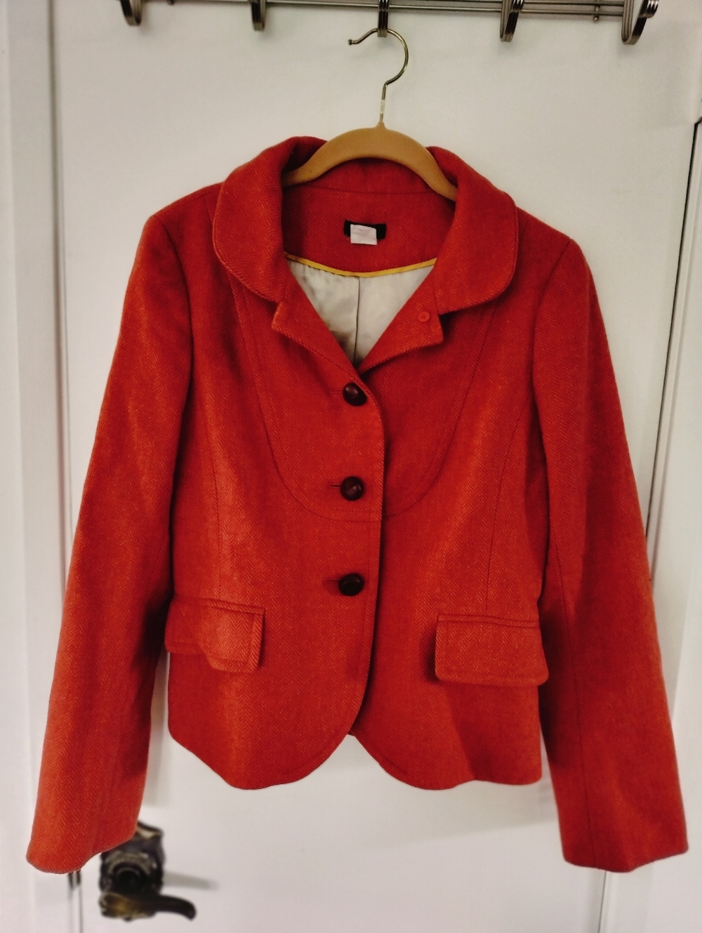 J. Crew Wool Blazer Size 4 Orange Coral Fully Lined